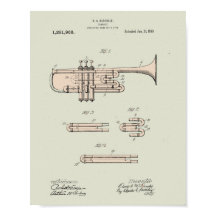 Illustration av färgat Trumpet-patent för Vintage