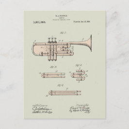 Illustration av färgat Trumpet-patent för Vintage Vykort