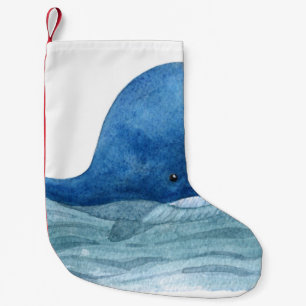 Illustration av färgen Cute Blue Whale Watercolor Liten Julstrumpa
