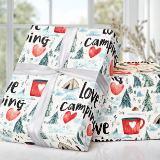 Illustration av färgsfärgen Kärlek Camping Travel Presentpapper