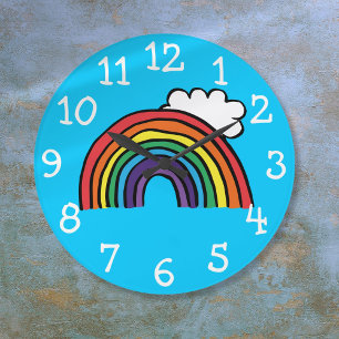 Illustration av färgstarka regnbågar stor klocka