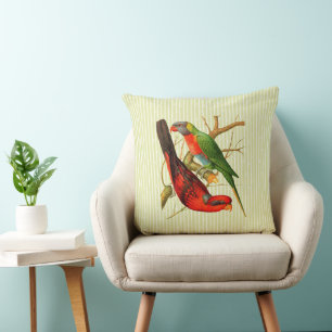 Illustration av färgstarka Vintagar Röda och Grönt Kudde