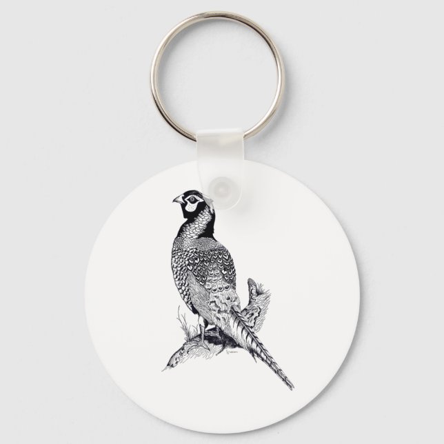 Illustration av fasan på knappens Nyckelring (Framsida)