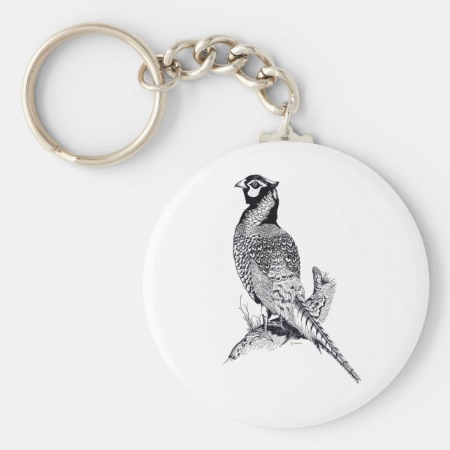 Illustration av fasan på knappens Nyckelring (Framsidan)