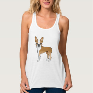 Illustration av Fawn och Vit Boston Terrier Hund Linne Med Racerback
