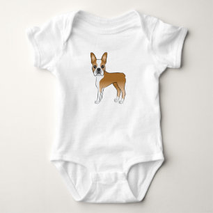 Illustration av Fawn och Vit Boston Terrier Hund T Shirt