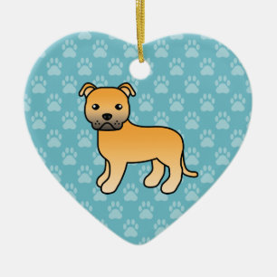 Illustration av Fawn Staffordshire Bull Terrier Hu Julgransprydnad Keramik
