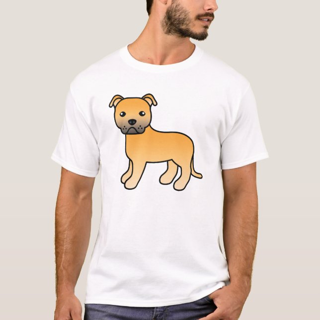 Illustration av Fawn Staffordshire Bull Terrier Hu T-shirt (Framsida)