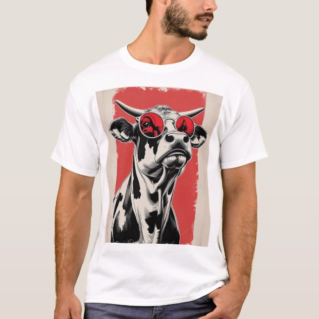 Illustration av feta käglor med röda solglasögon t shirt (Framsida)