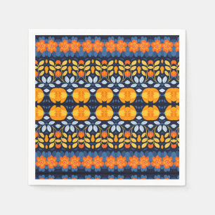 Illustration av fetstilt retro-Blommigt i Orange Pappersservett