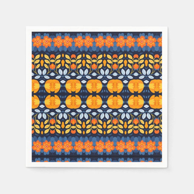 Illustration av fetstilt retro-Blommigt i Orange Pappersservett (Framsidan)