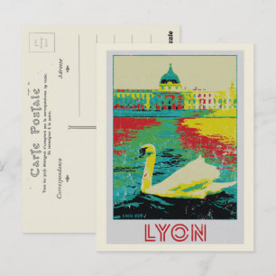 illustration av floden Lyon Rhône Frankrike Vykort