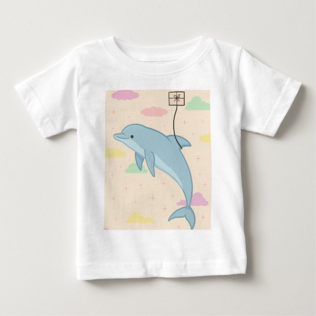 Illustration av flygande delfin som levererar brev t shirt (Framsida)