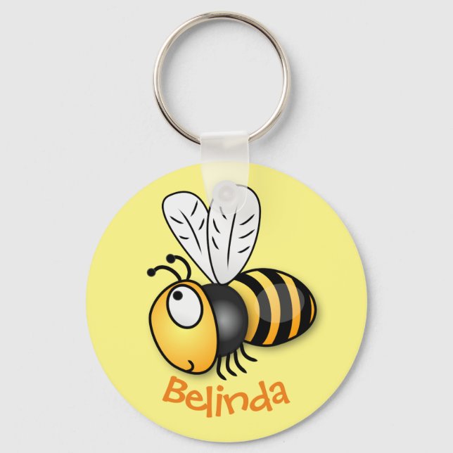 illustration av flygbiets tecknad i Cute lycklig Nyckelring (Framsida)