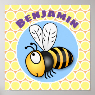 illustration av flygbiets tecknad i Cute lycklig Poster