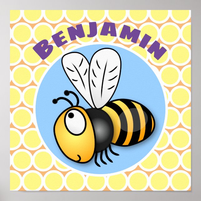 illustration av flygbiets tecknad i Cute lycklig Poster (Framsidan)