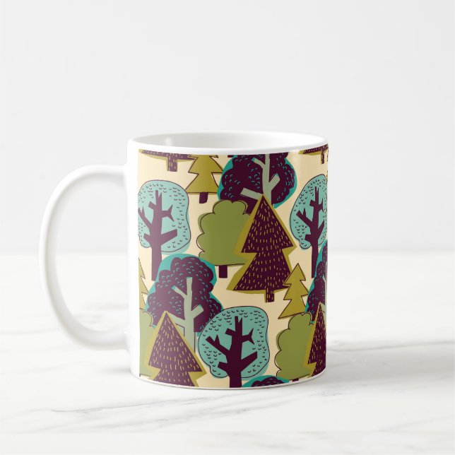 Illustration av Forest Färg Doodle Träd Kaffemugg (Vänster)