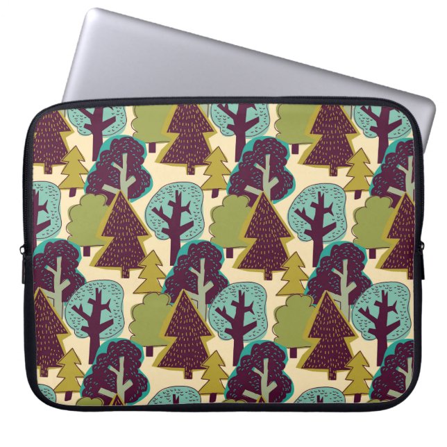 Illustration av Forest Färg Doodle Träd Laptop Fodral (Framsidan)