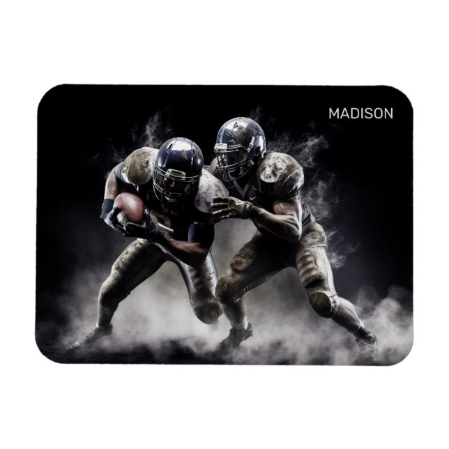 Illustration av fotbollsspelare med eget namn magnet (Horisontell)