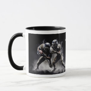 Illustration av fotbollsspelare med eget namn mugg