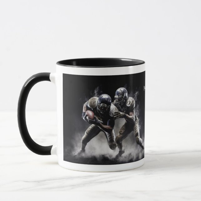 Illustration av fotbollsspelare med eget namn mugg (Vänster)