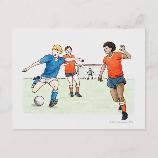 Illustration av fotbollsspelare vykort (Framsida)