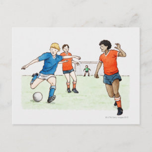 Illustration av fotbollsspelare vykort