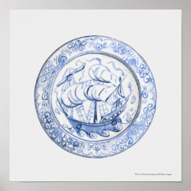 Illustration av frakt på 1600-talets Iznik-platta Poster (Framsidan)