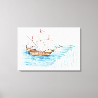 Illustration av frakt som närmar sig kant om vatte canvastryck