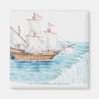 Illustration av frakt som närmar sig kant om vatte magnet