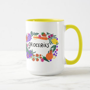 Illustration av frukt och grönsaker Livsmedel Mugg