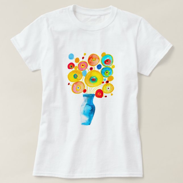 illustration av funkyns blommor t shirt (Design framsida)