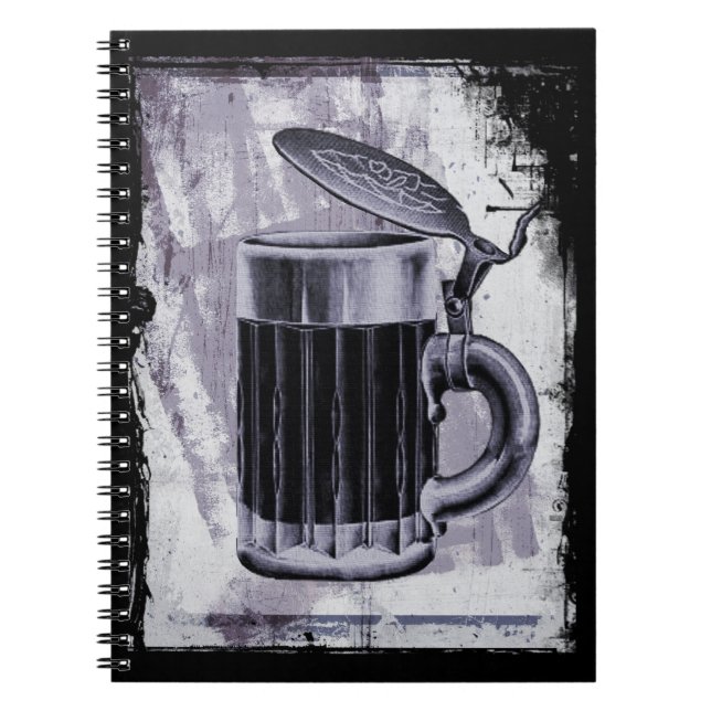 Illustration av gamla ölstek på Grunge-bakgrund Anteckningsbok Med Spiral (Framsidan)