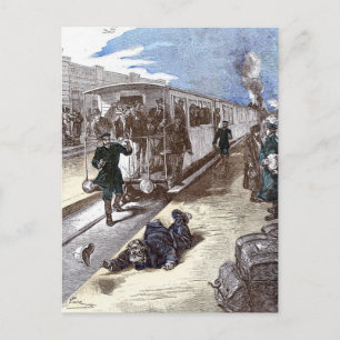 Illustration av gamla Tåg-ångmotorleon Bennet Vykort