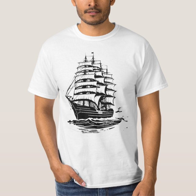 Illustration av gammal Frakt T Shirt (Framsida)
