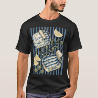 Illustration av gammal sardindosa t shirt