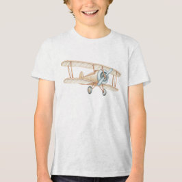 Illustration av gammalt dubbeldäckat flygplan t shirt