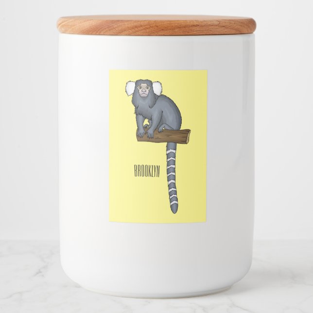 Illustration av gemensam marmoset tecknad mat etikett (Framsida)