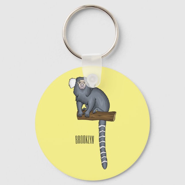 Illustration av gemensam marmoset tecknad nyckelring (Framsida)