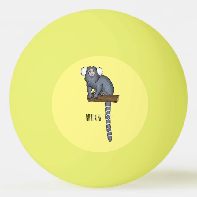 Illustration av gemensam marmoset tecknad pingisboll (Framsidan)