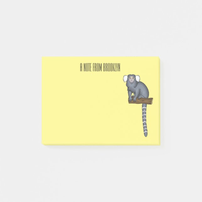 Illustration av gemensam marmoset tecknad post-it block (Framsida)