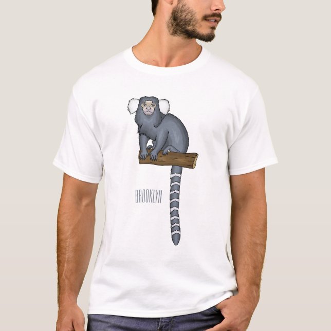 Illustration av gemensam marmoset tecknad t shirt (Framsida)
