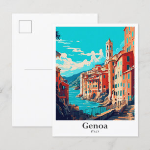 Illustration av Genua Italien Vintage resor Vykort