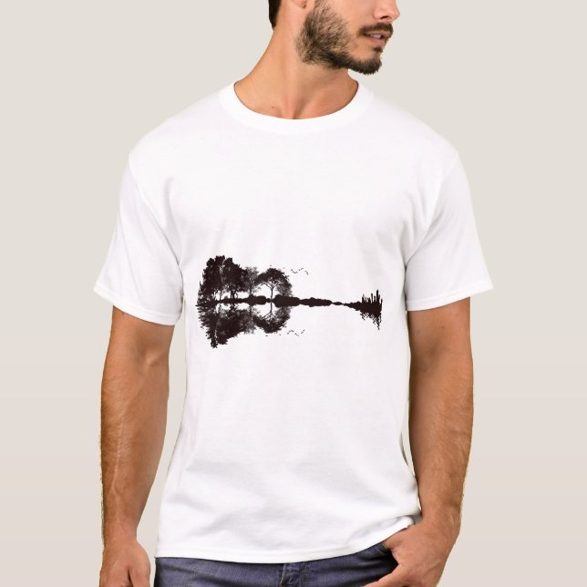Illustration av gitarr liggande t shirt (Framsida)