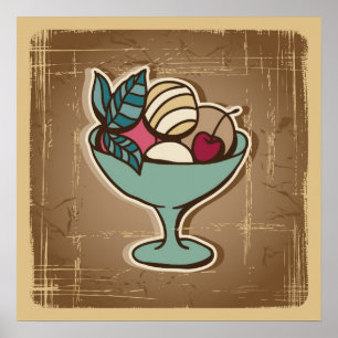 Illustration av glass i retro stil poster