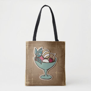 Illustration av glass i retro stil tygkasse