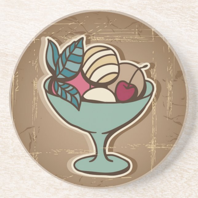 Illustration av glass i retro stil underlägg sandsten (Framsidan)