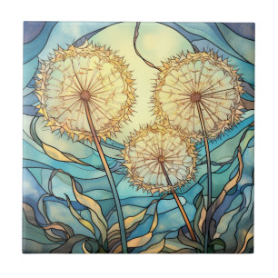 Illustration av glasskikt, dandelion kakelplatta