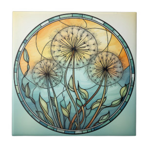 Illustration av glasskikt, dandelion kakelplatta