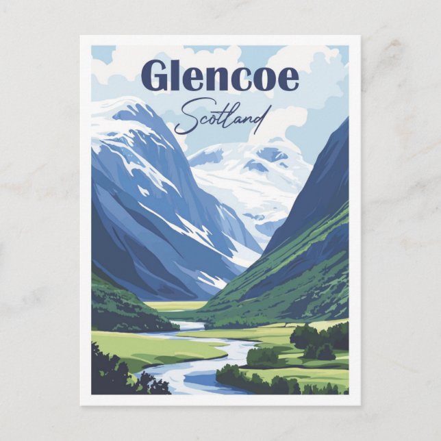 illustration av Glencoe Scotland Artwork Travel St Vykort (Framsida)